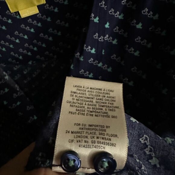 ANTHROPOLOGIE Maeve Clara Blue Bird Button Down Blouse Size 0 XS - Picture 9 of 14